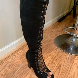 Sexy lace up black heels